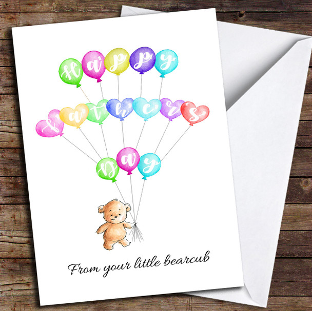 Heart Balloons Little Bear Customised Father's Day Card