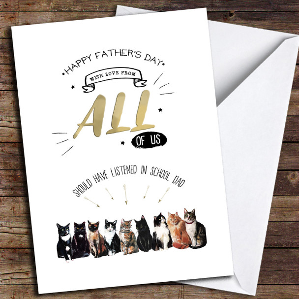 Modern Funny All Of Us Cats Customised Father's Day Card