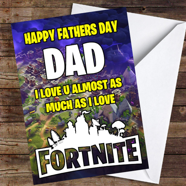 Map Playing Fortnite Funny Customised Father's Day Card