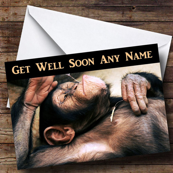 Relaxing Monkey Customised Get Well Soon Card