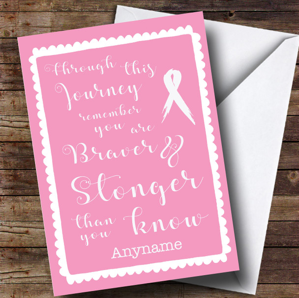 Cancer Pink Stronger Braver Customised Card