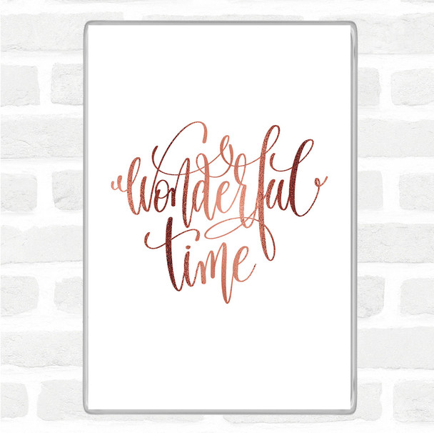 Rose Gold Christmas Wonderful Time Quote Magnet