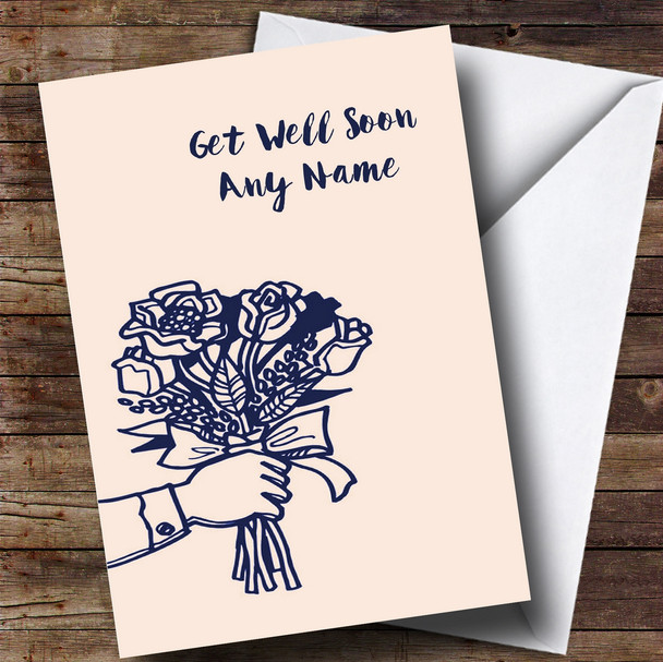 Customised Giving Flowers Get Well Soon Card