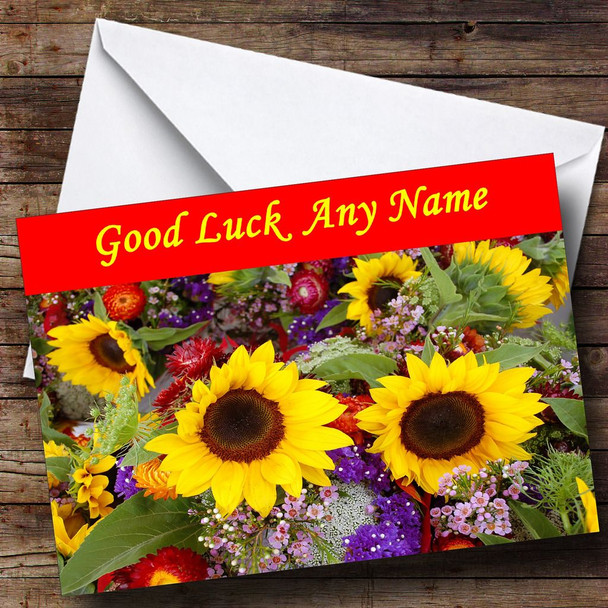 Sunflowers Customised Good Luck Card