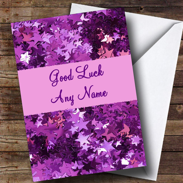 Purple Stars Customised Good Luck Card Purple Stars Customised Good Luck Card