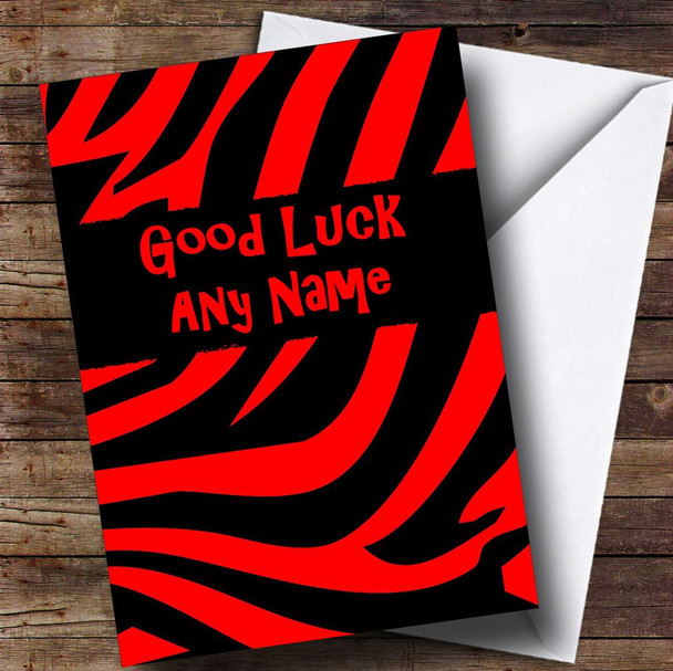 Red Tiger Print Customised Good Luck Card