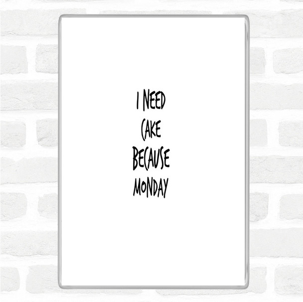 White Black I Need Cake Quote Magnet