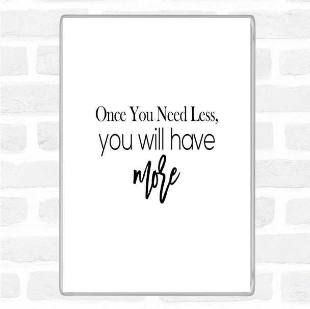 White Black Need Less Quote Magnet