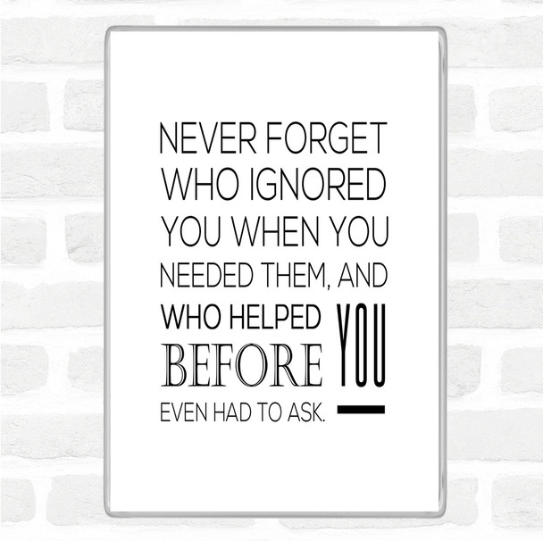 White Black Never Forget Quote Magnet