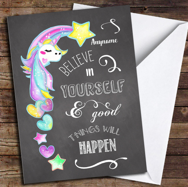Unicorn Believe In Yourself Customised Good Luck Card