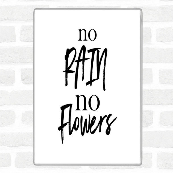 White Black No Rain Quote Magnet