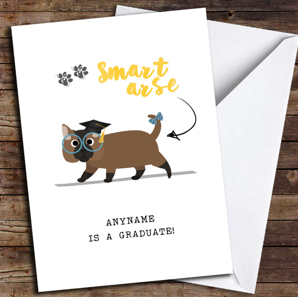 Funny Cat Smart Arse Customised Graduation Card