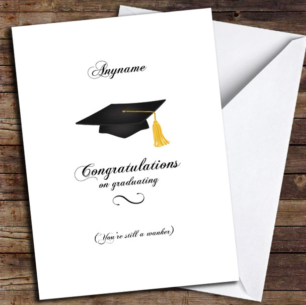Funny Hat Wanker Customised Graduation Card