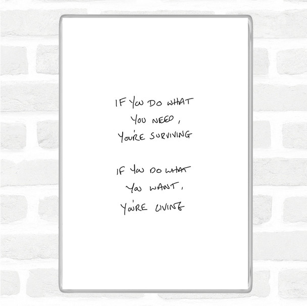 White Black Surviving Quote Magnet