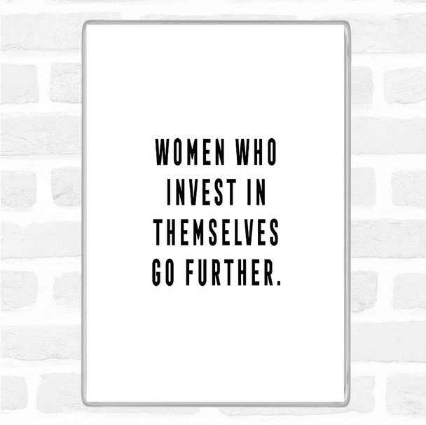 White Black Women Who Invest Quote Magnet