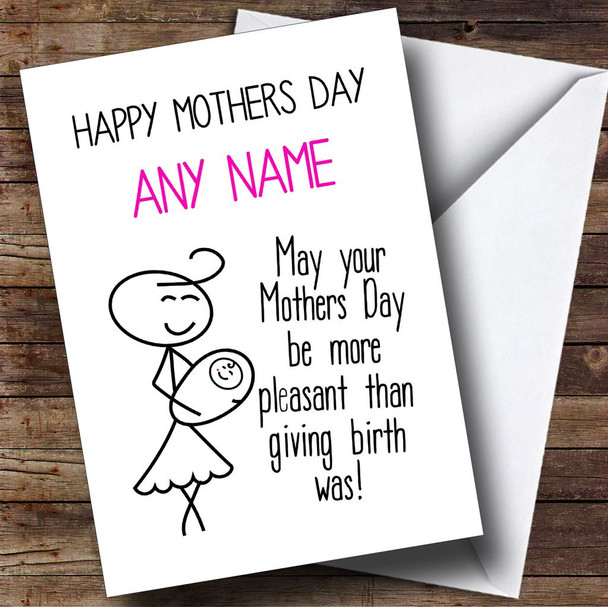 Funny Giving Birth Customised Mothers Day Card