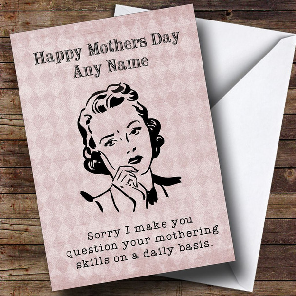 Funny Question Mothering Skills Customised Mothers Day Card