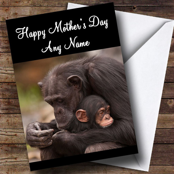 Baby Monkey Cuddling Mum Customised Mother's Day Card