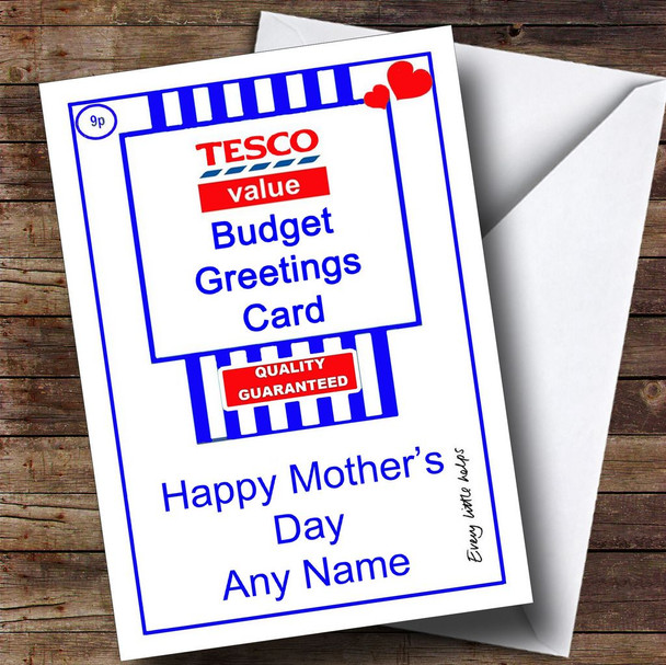 Funny Joke Tesco Value Spoof Customised Mother's Day Card