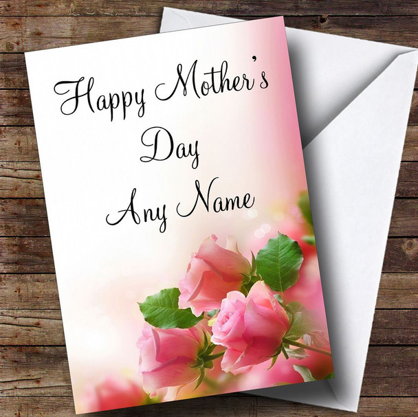 Beautiful Soft Pink Pastel Roses Customised Mother's Day Card