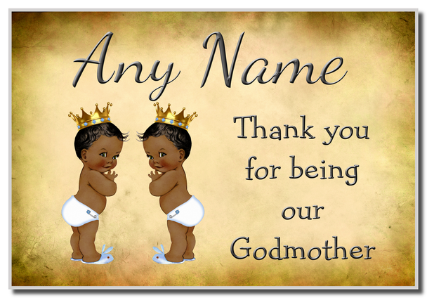 Vintage Baby Twin Black Boys Godmother Thank You Magnet