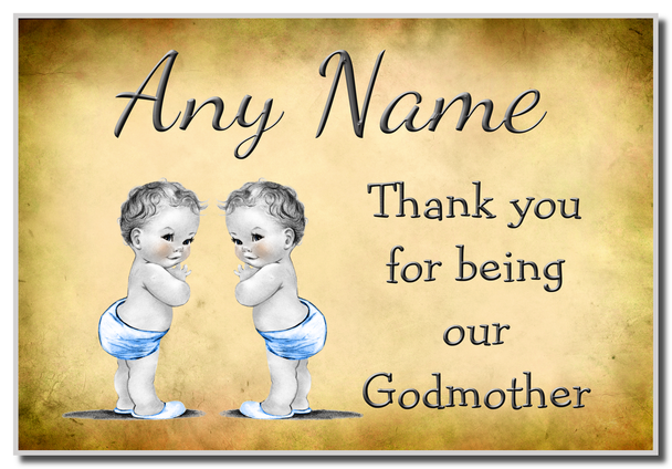 Vintage Baby Twin Boys Godmother Thank You Magnet