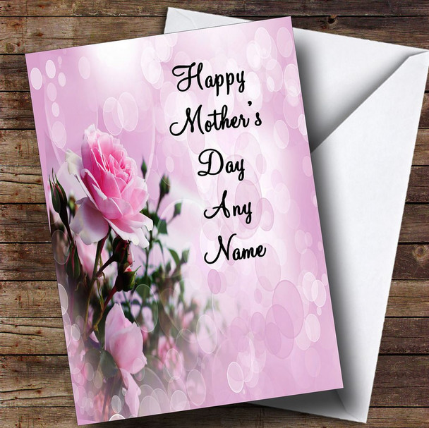 Pale Pretty Pink Rose Customised Mother's Day Card