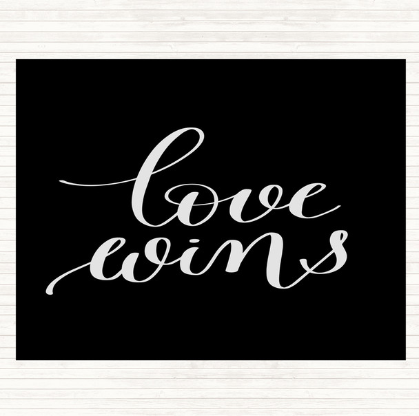 Black White Love Wins Swirl Quote Mouse Mat
