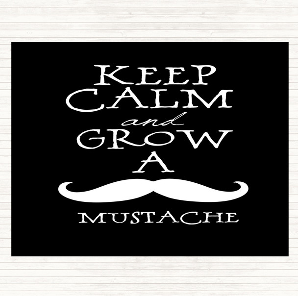 Black White Mustache Keep Calm Quote Mouse Mat
