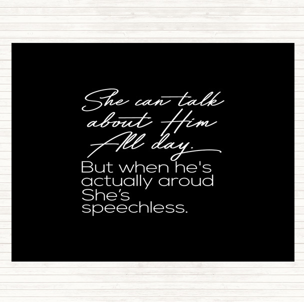 Black White She Can Talk Quote Mouse Mat