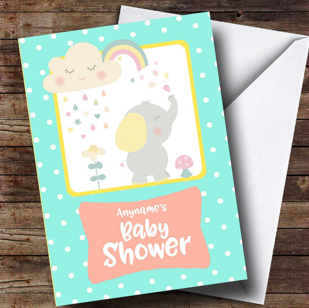 Customised Spotty Elephant Baby Shower Card