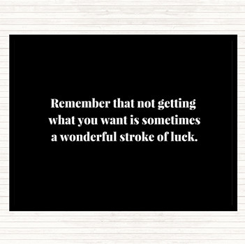 Black White Stroke Of Luck Quote Mouse Mat