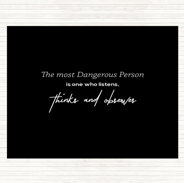 Black White Thinks And Observes Quote Mouse Mat