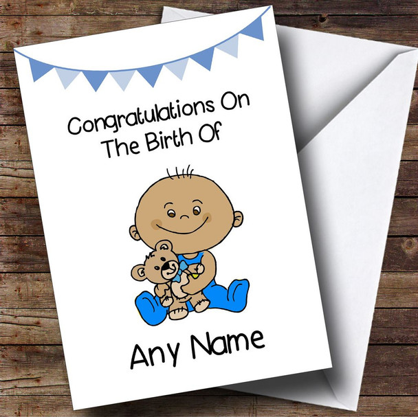 New Baby Arrival Baby Boy Brown Skinned Customised New Baby Card