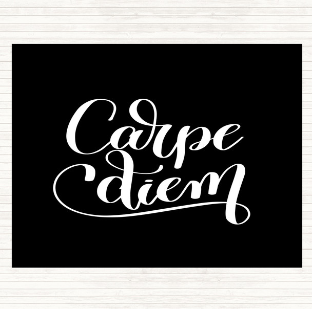 Black White Carpe Diem Swirl Quote Mouse Mat