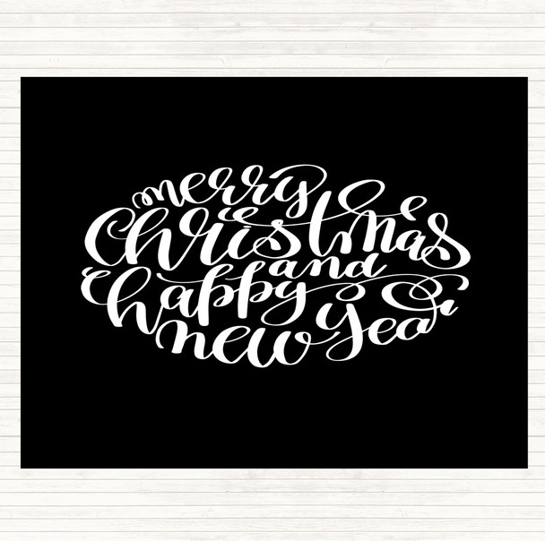 Black White Christmas Merry Xmas Happy New Year Quote Mouse Mat