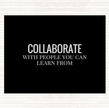 Black White Collaborate Quote Mouse Mat