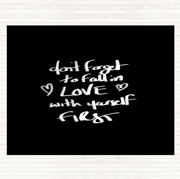 Black White Fall In Love With Yourself Quote Mouse Mat