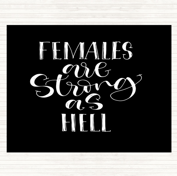 Black White Female Strong As Hell Quote Mouse Mat