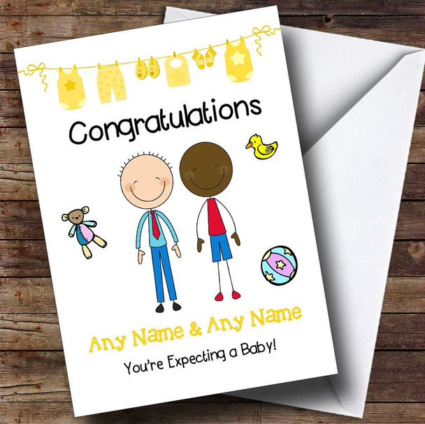 Gay Male Black & White Expecting A Baby Customised Pregnancy Card