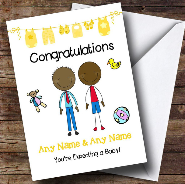 Gay Male Black Congratulations Expecting A Baby Customised Pregnancy Card