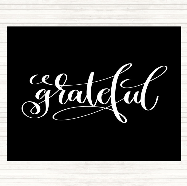 Black White Grateful Swirl Quote Mouse Mat