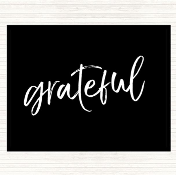 Black White Grateful Quote Mouse Mat