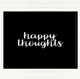 Black White Happy Thoughts Quote Mouse Mat