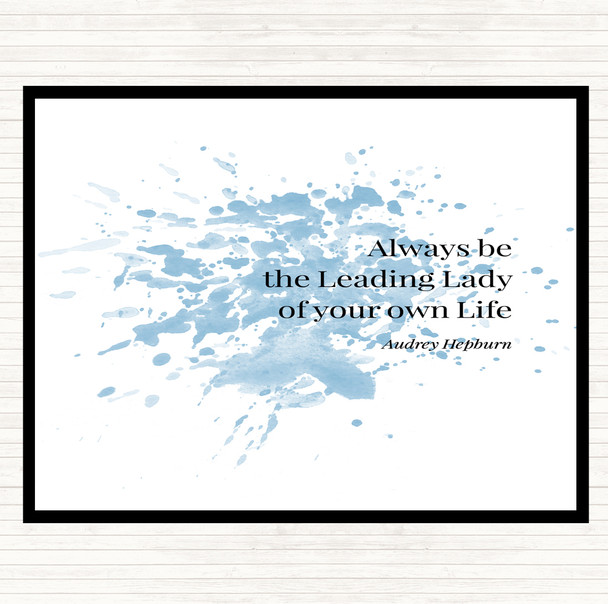 Blue White Audrey Hepburn Always Be The Leading Lady Inspirational Quote Mouse Mat