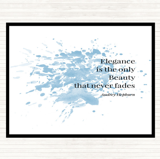 Blue White Audrey Hepburn Elegance Inspirational Quote Mouse Mat