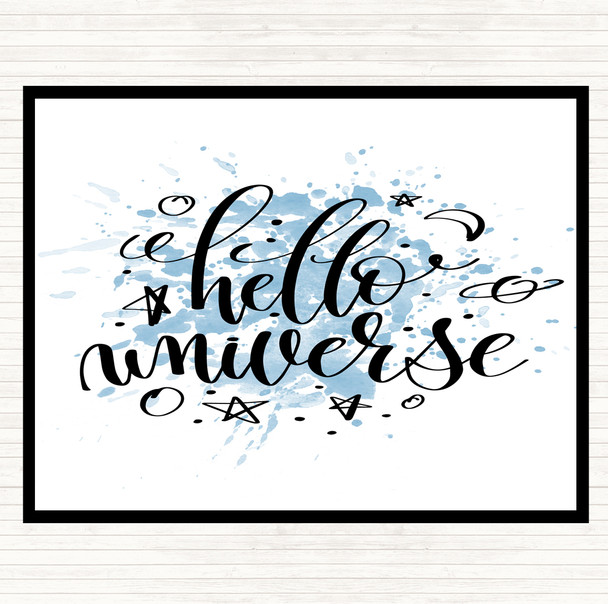 Blue White Hello Universe Inspirational Quote Mouse Mat
