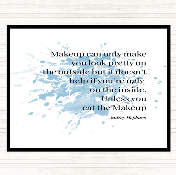 Blue White Audrey Hepburn Pretty Outside Inspirational Quote Mouse Mat