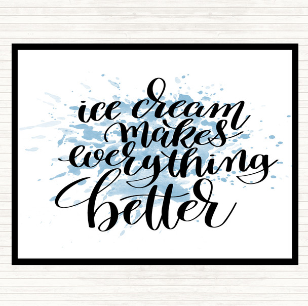 Blue White Ice Cream Inspirational Quote Mouse Mat
