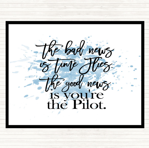 Blue White Bad News Inspirational Quote Mouse Mat